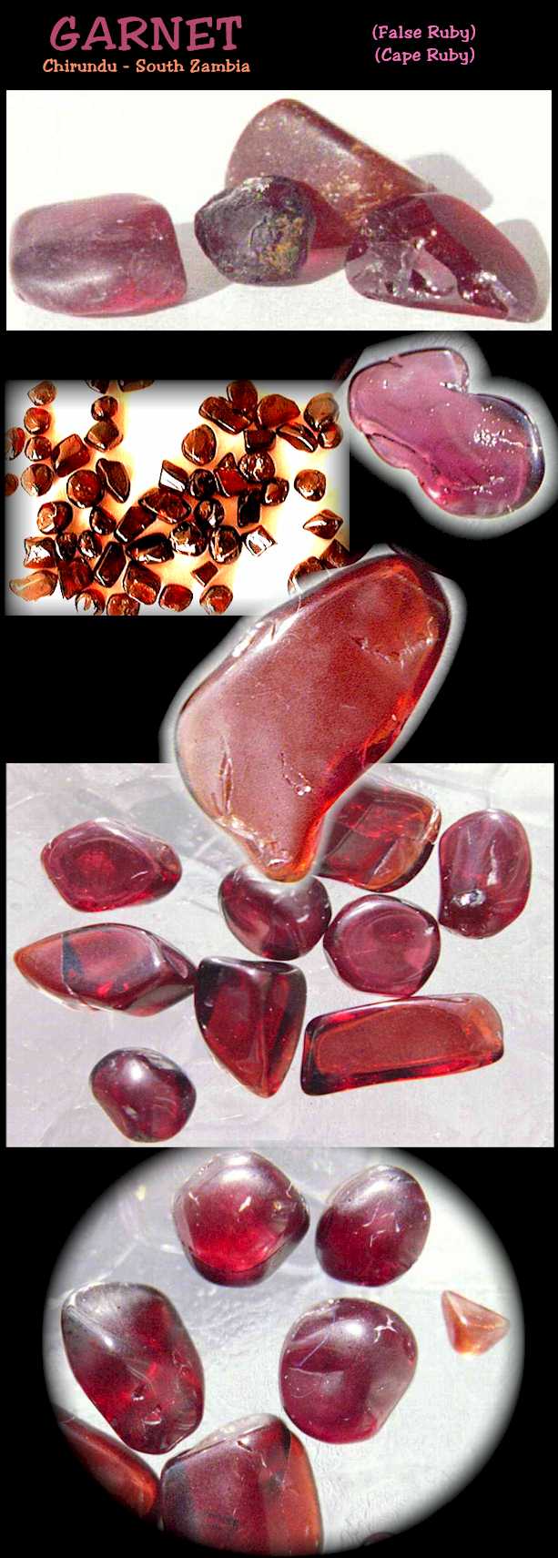 Garnet, rough and tumbled stones from Zambia. (C) Copyricht Emerald Centre