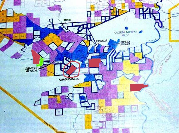 Emerald Restricted Area, Zambia. The red plots are ours to develop. The circled one is Plot 5G. Best property!!!